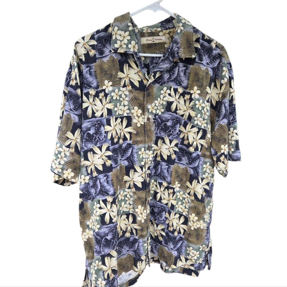 Tommy Bahama Floral Hawaiian Silk Shirt Mens Size XL EUC